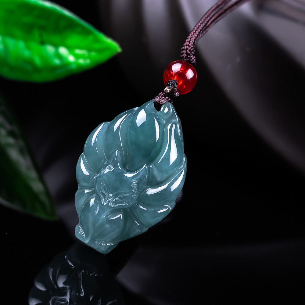Jewelry & Watches Sp Z Oo Janów Lubelski - Natural Burmese Jadeite Fox Pendant Necklace