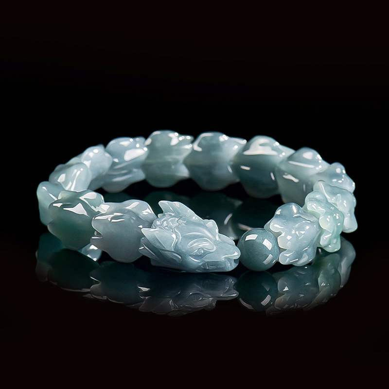 Jewelry & Watches Sp Z Oo Janów Lubelski - Blue Burmese Jadeite Dragon Bracelet Carved